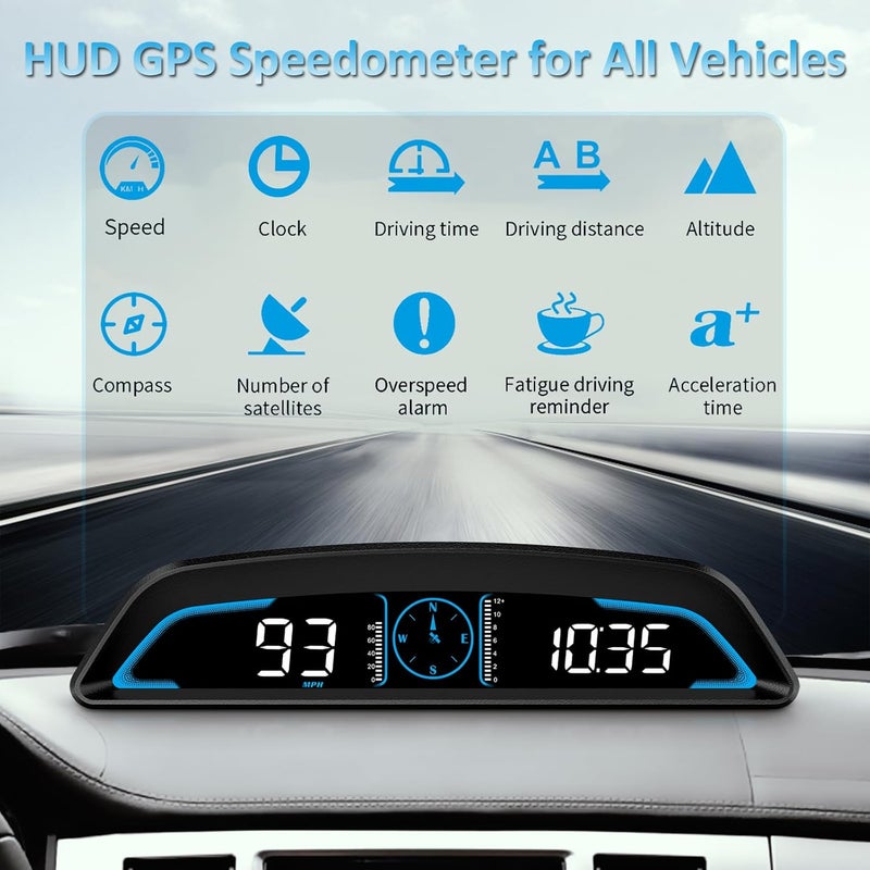 sinoTrack Digital GPS Speedometer Universal Heads Up Display for Car 5.5 inch Large LCD Display HUD with MPH Speed Fatigued Driving Alert Overspeed Alarm Trip Meter for All Vehicle - Image 2